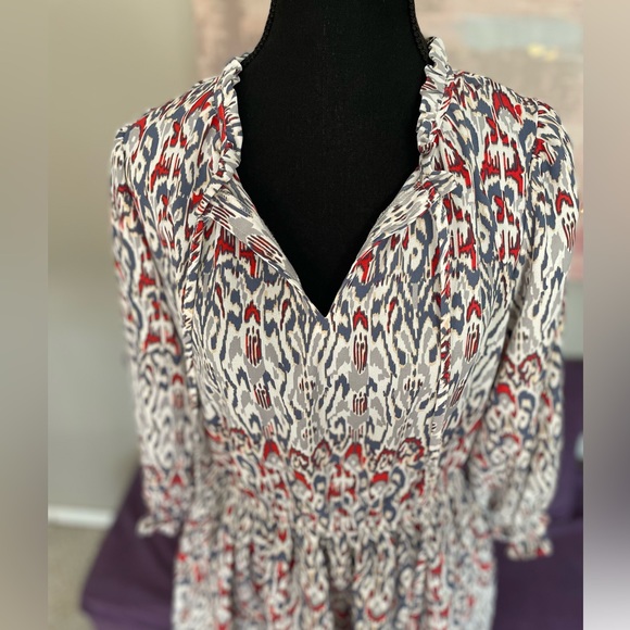 Dex Smocked Tiered Long Sleeve Mini Dress Red, Blue,‎ White Size L NWT - Picture 7 of 13